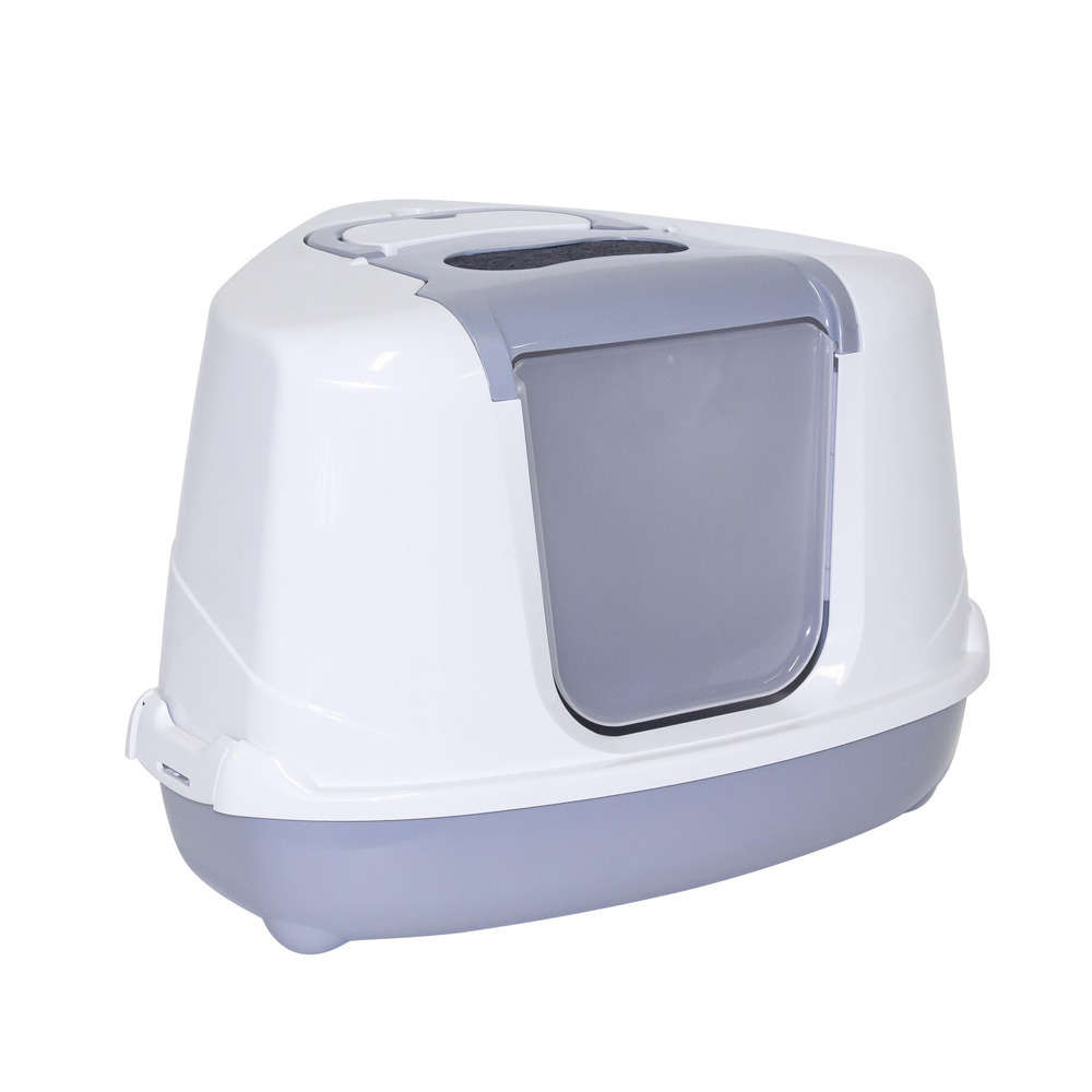 Maison de toilette d'angle pour chat : Gris L45xl56xH39 cm