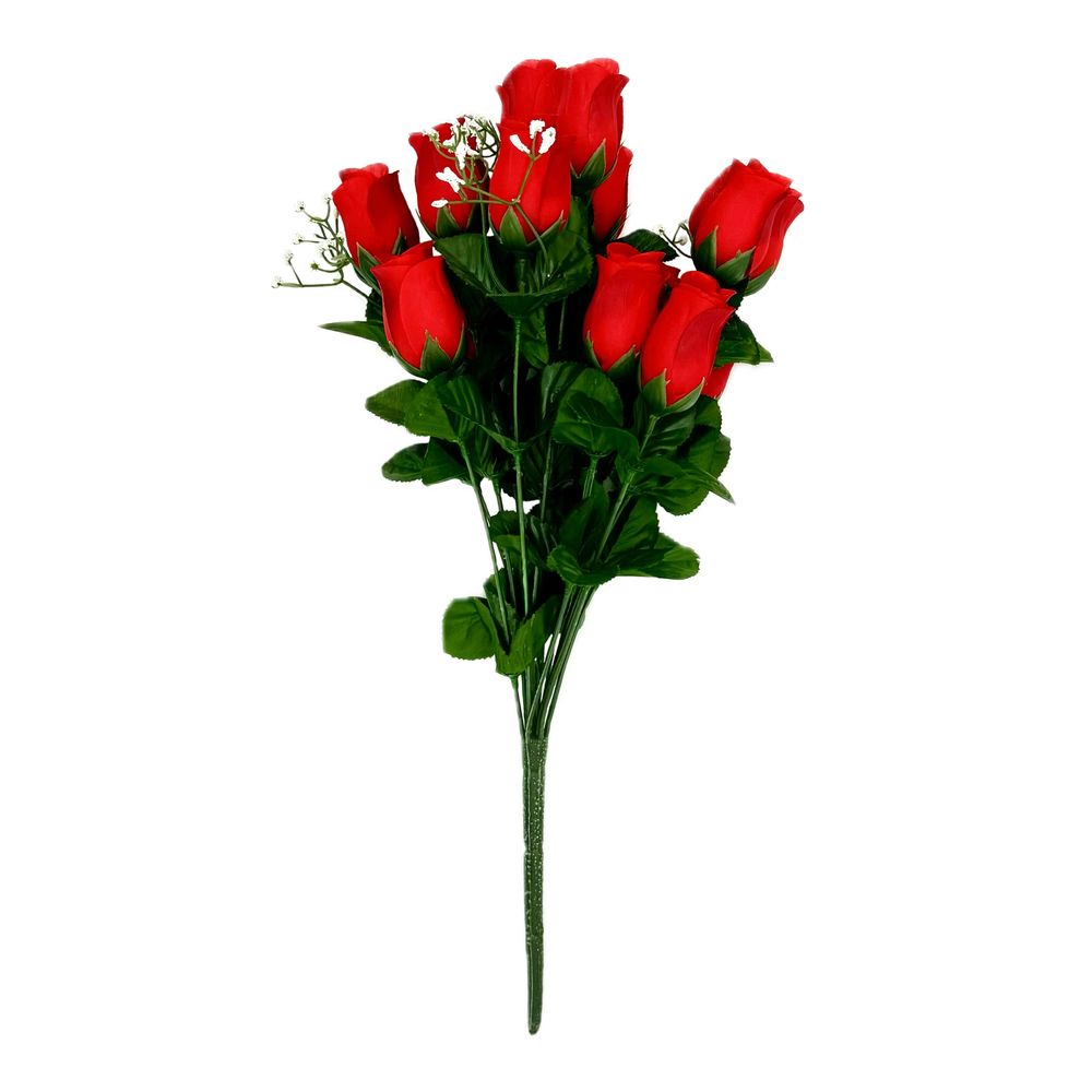 Composition florale artificielle, coloris rouge : pot D.23cm