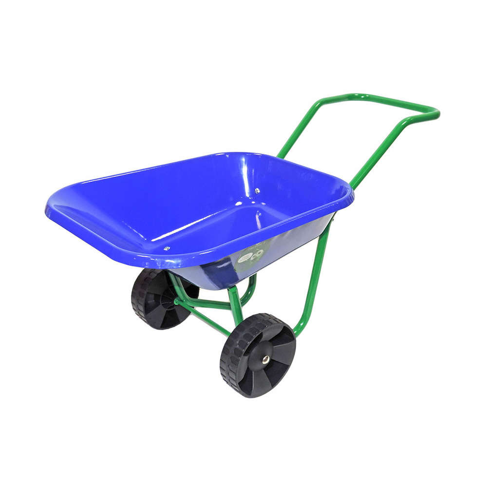 Brouette de jardin bleue pour enfant en métal 2 roues montées