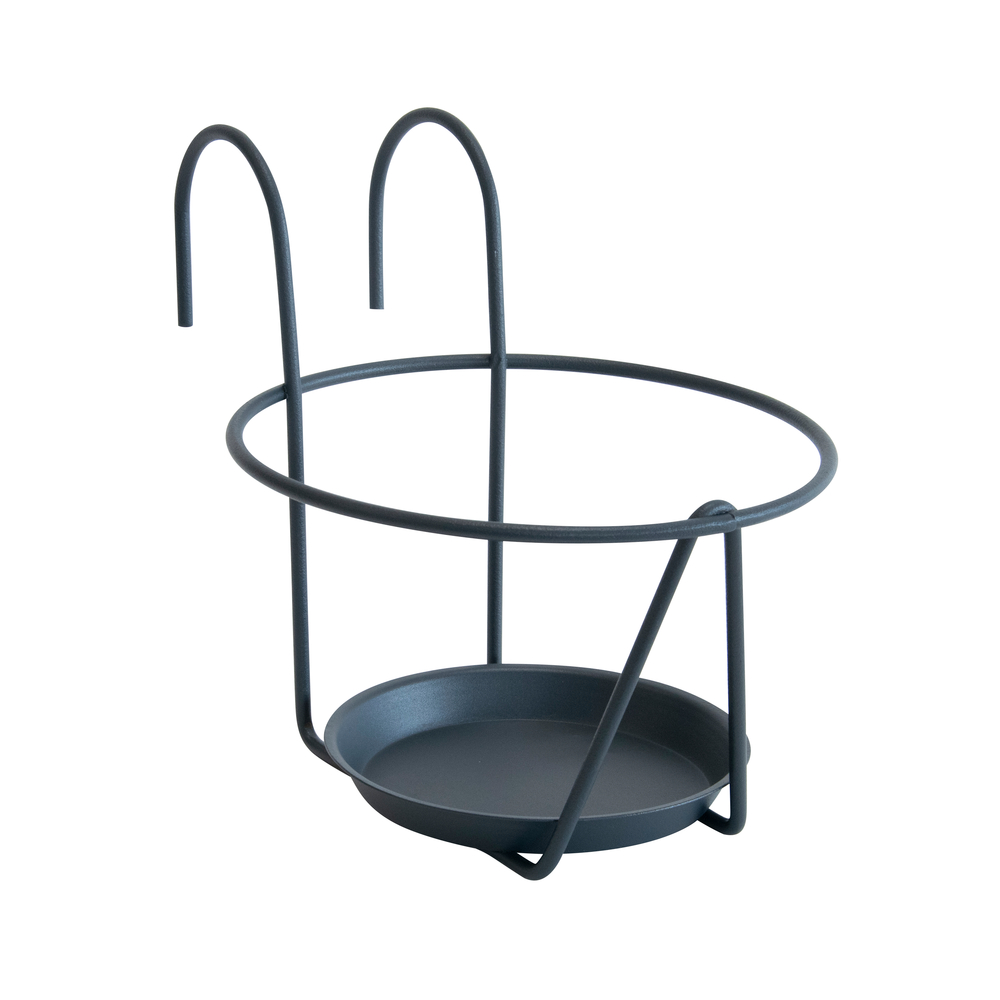 Porte-pot avec soucoupe (à accrocher) gris, pour pot 16-18 cm