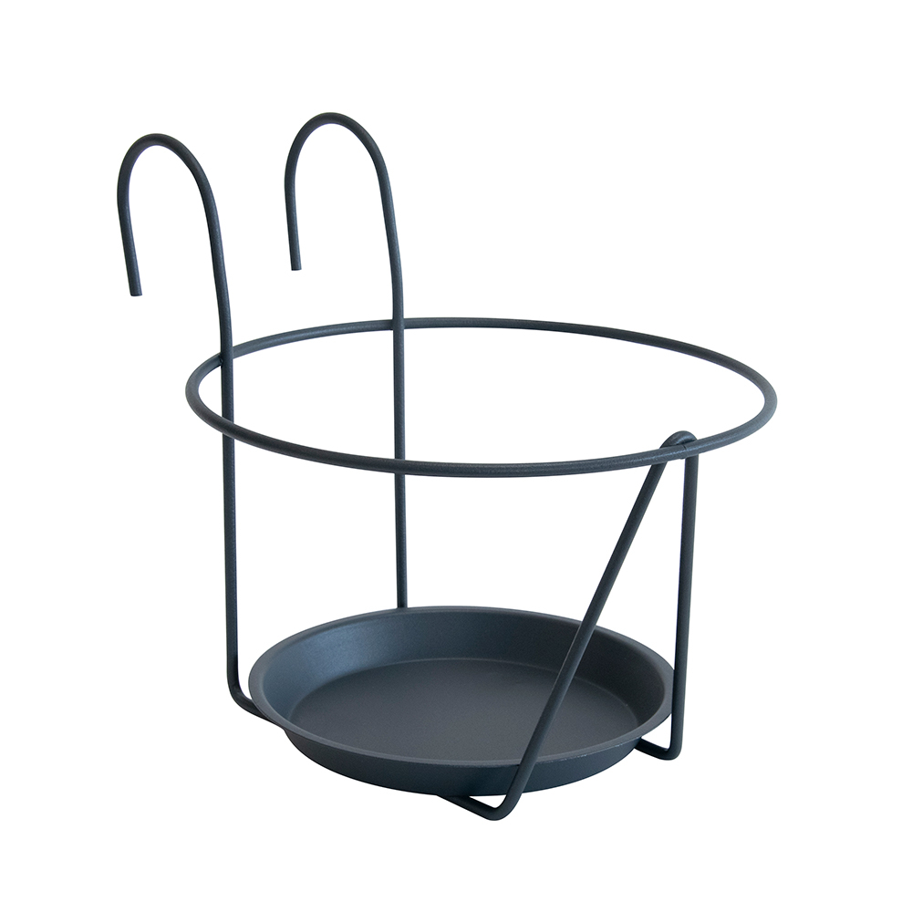 Porte-pot avec soucoupe (à accrocher) gris, pour pot 20-22 cm