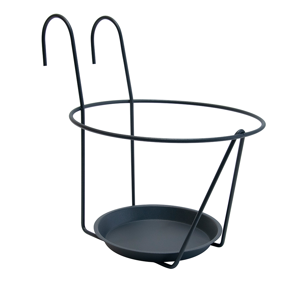 Porte-pot avec soucoupe (à accrocher) gris, pour pot 25 cm