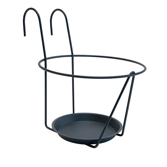 Porte-pot avec soucoupe (à accrocher) gris, pour pot 25 cm