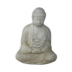 Bouddha assis, ton vieille pierre H. 30 cm