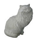 Chat persan en pierre reconstituée - H.37 cm