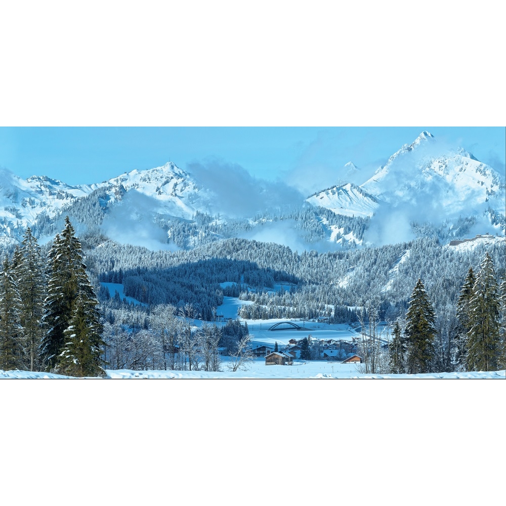 Arriere plan textile - Paysage de montagne 150x75CM