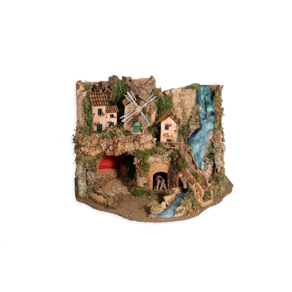 Décoration pour paysage de Noël : Village et moulin