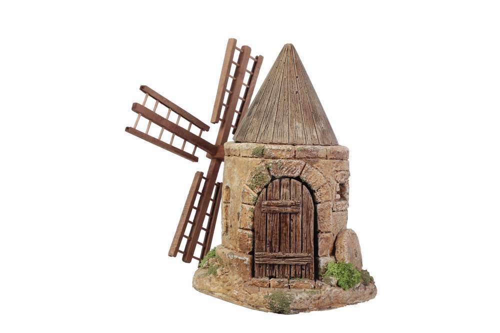 Moulin provençal avec un petit moteur pour décor de crèches