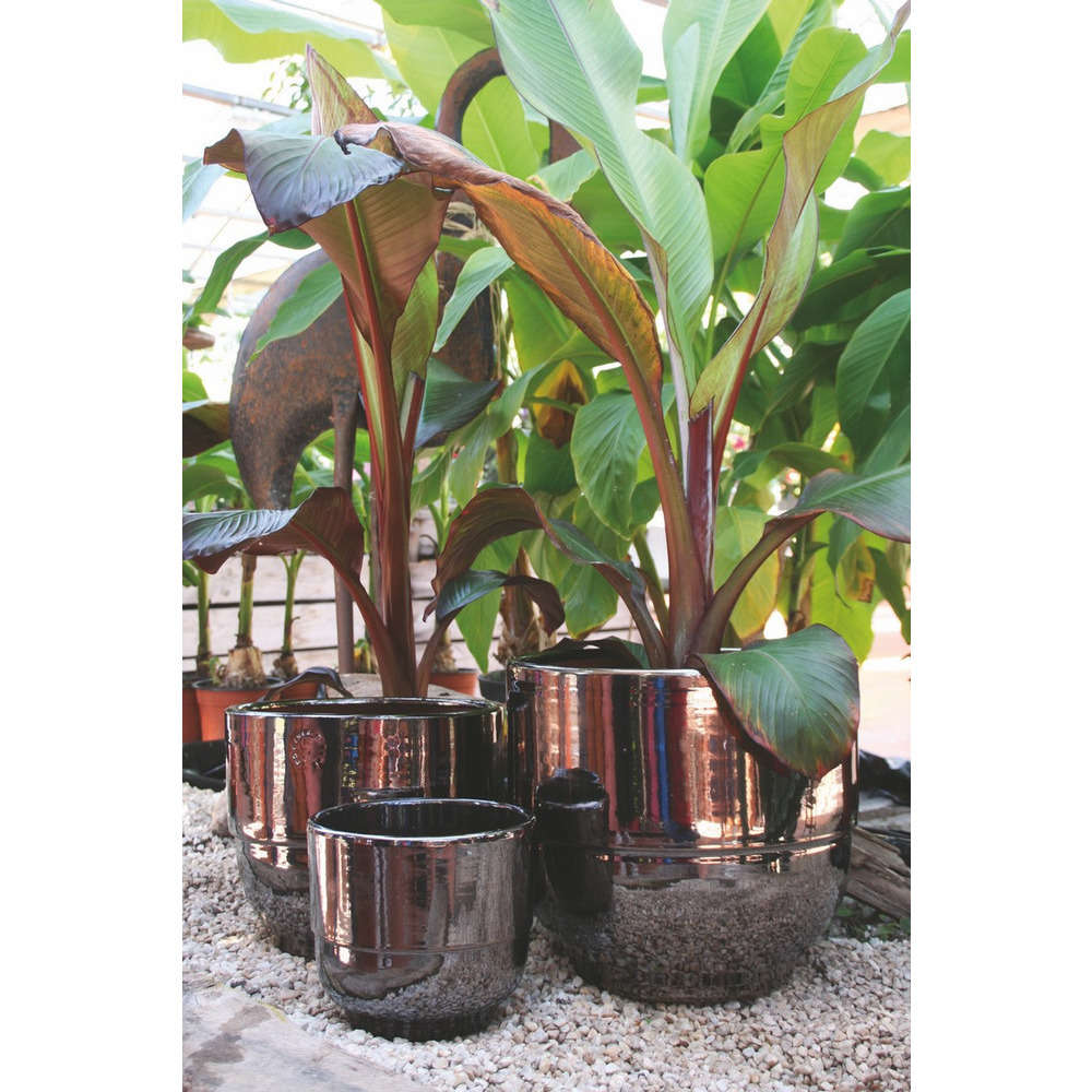 Pot Vase Rebord coloris Métal D30 H27 cm