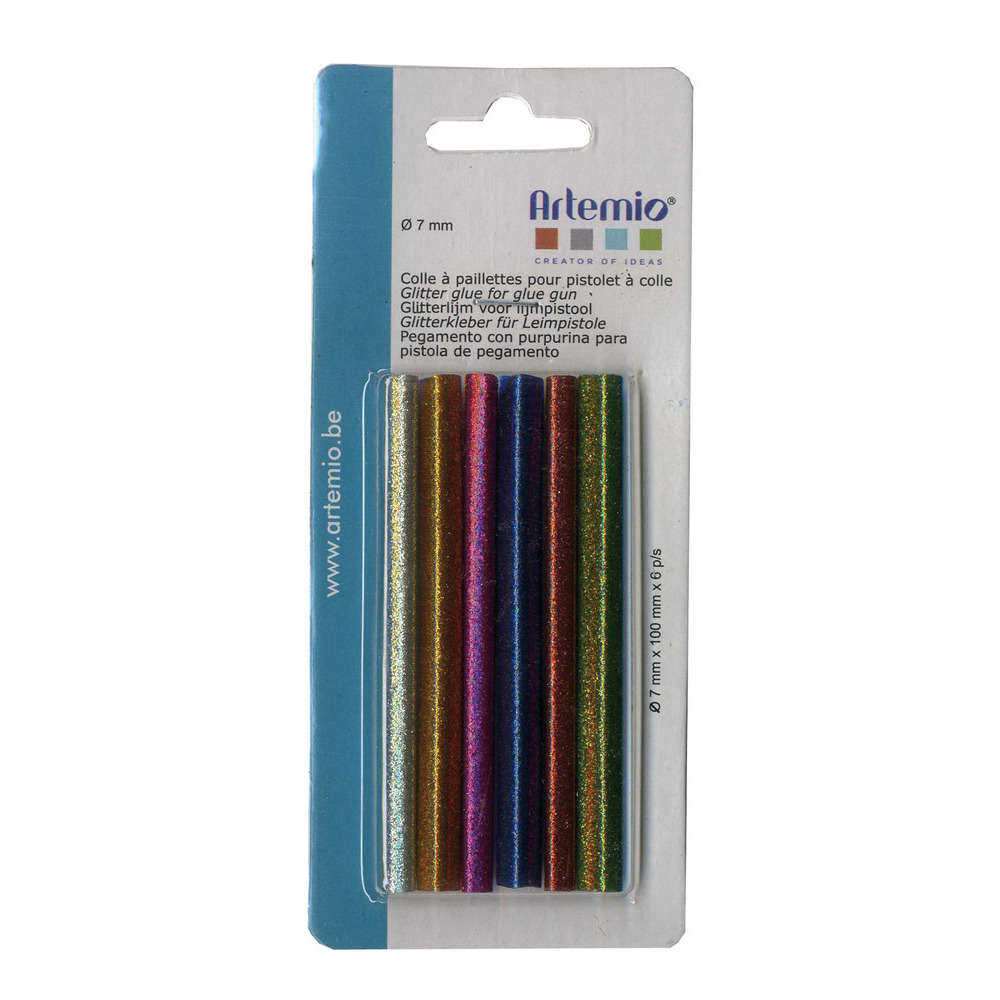 Recharges colle pailletée assorties, pour pistolet à colle - 7mm