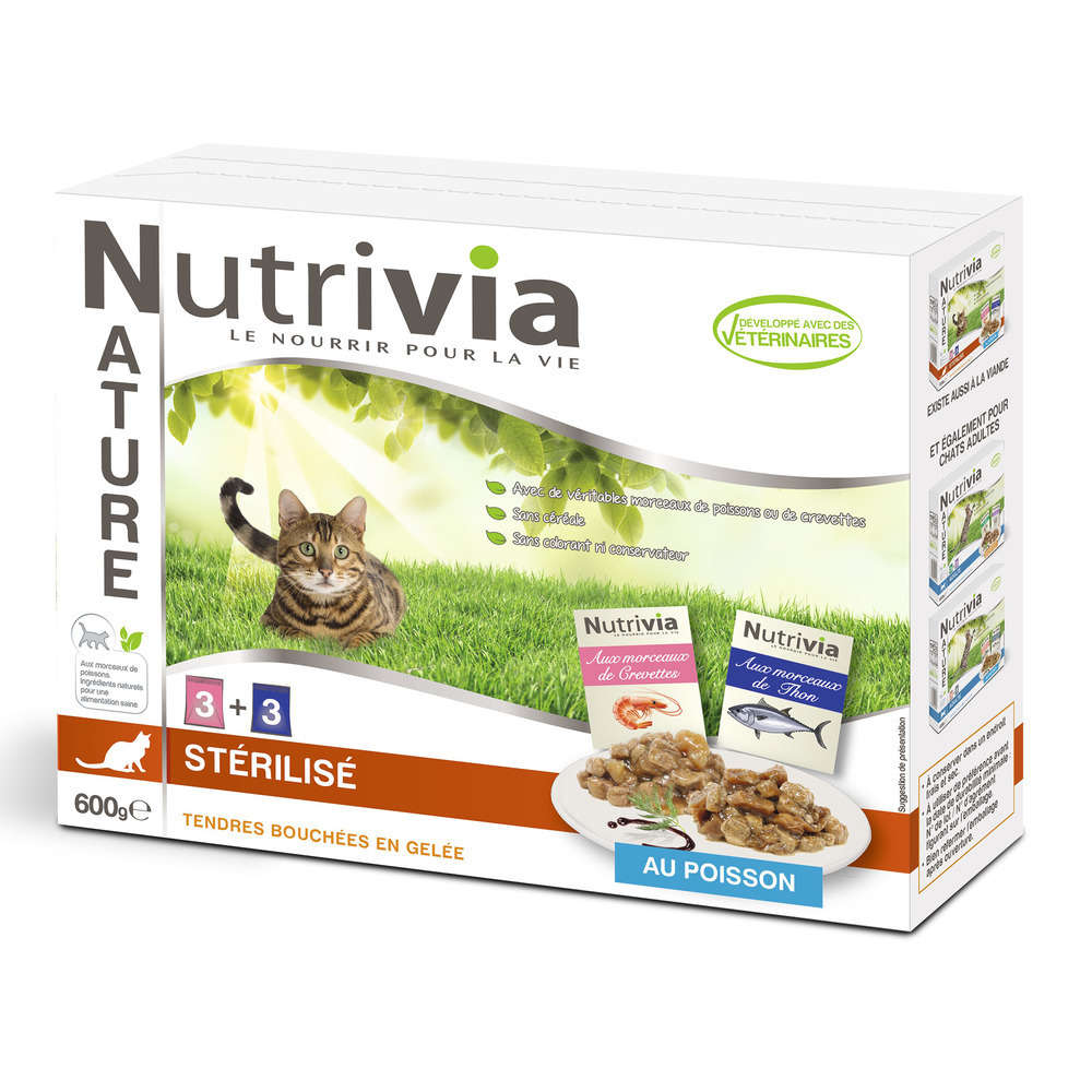 Nutrivia - Sachets Menu Délices à la viande pour chat Stérilisé - Nutrivia