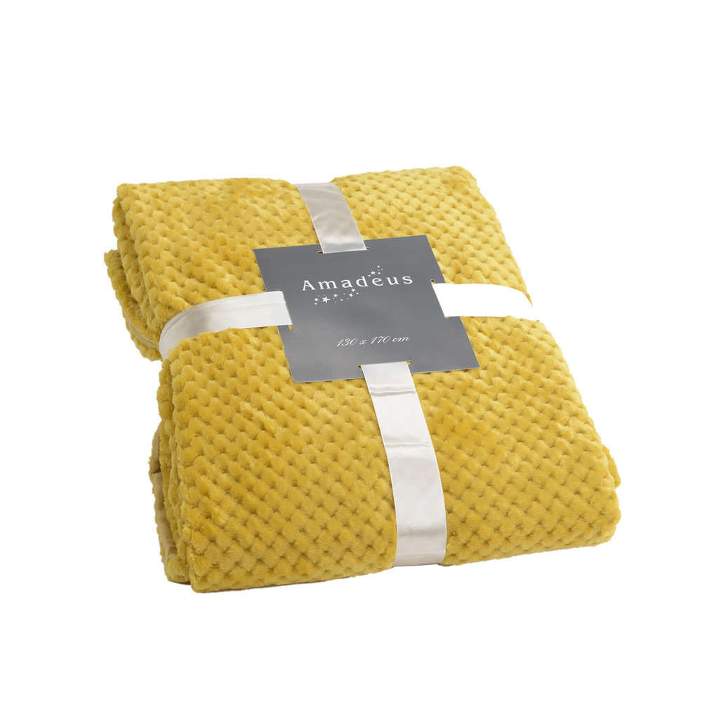 Plaid Damier, moutarde 170x130cm