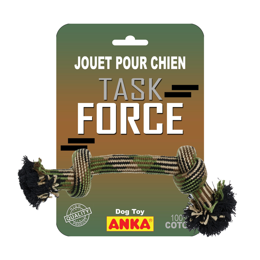 Corde 2 nœuds Task force pour chien : medium L33 cm