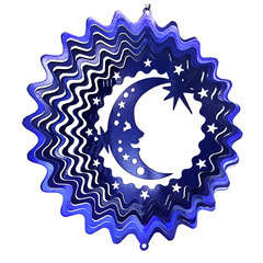 Spirale éolienne Lunes/étoiles en acier inoxydable, bleue Ø 15,2 cm