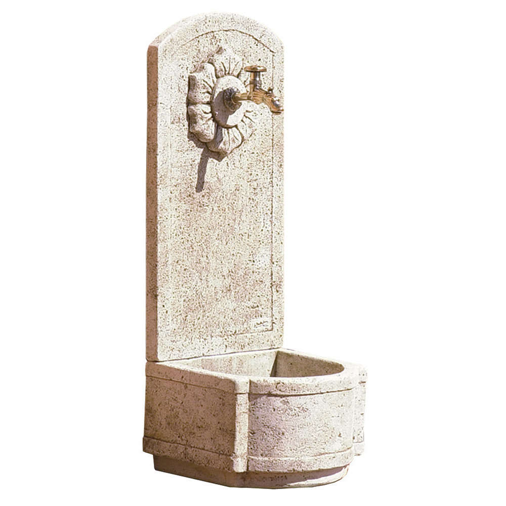 Fontaine murale Tournesol, ton patiné vieilli H. 101 cm