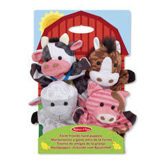 Marionnettes Amis de la ferme : mouton, cochon, vache et cheval