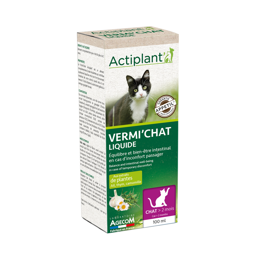 Vermifuge Vermi'chat Essentiel : 100 ml Actiplant