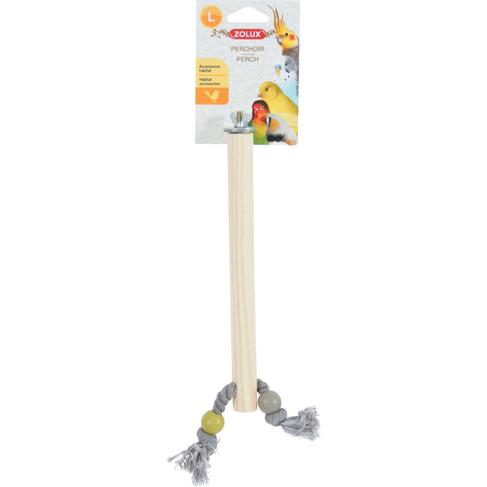 Perchoir bois corde L pour oiseau