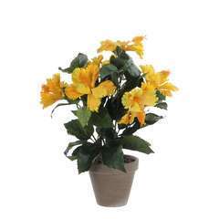 Plante artificielle : Pot hibiscus jaune D.11,5 x H.40 cm