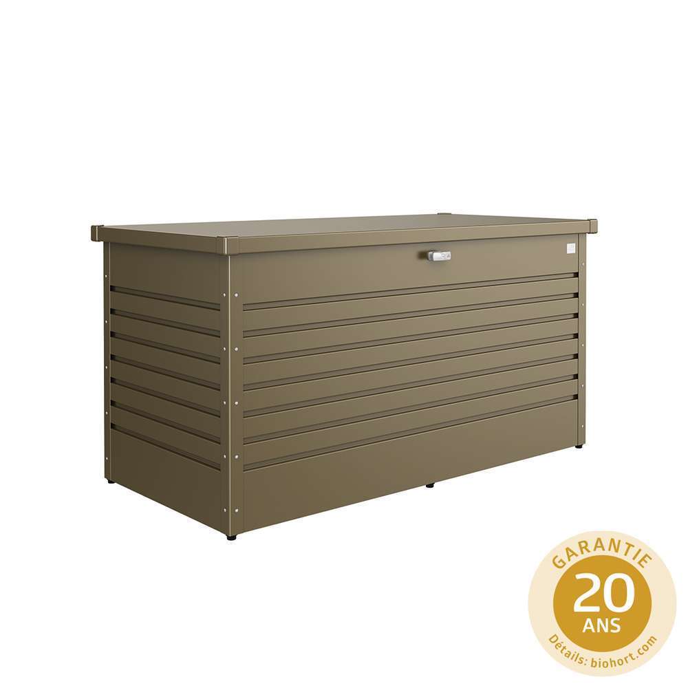 Coffre de jardin en acier galvanisé, bronze métallique L.160cm