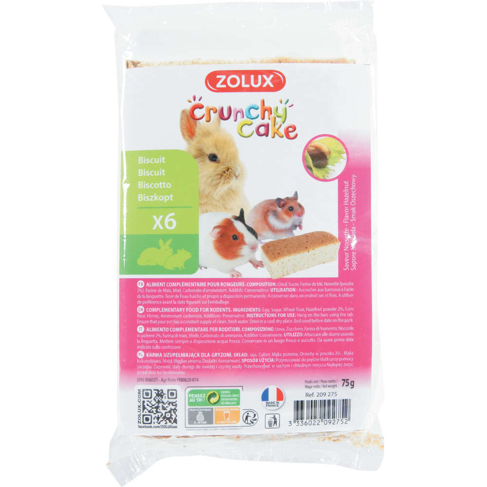 Friandises pour rongeur : Crunchy Cake noisette x6