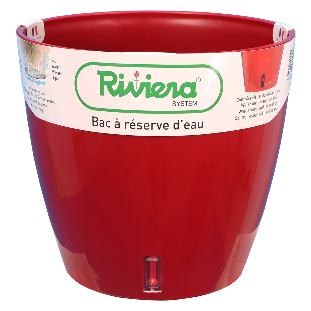 Pot Réserve d'eau Eva New en polypropylène 100% recyclable rouge Ø30cm
