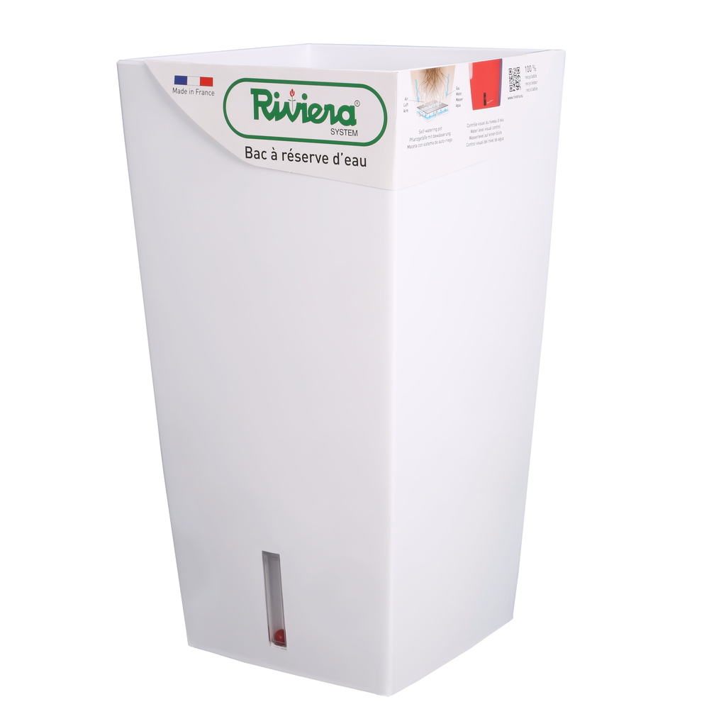 Pot carré haut Eva New en polypropylène, blanc L. 28 x H. 52 cm