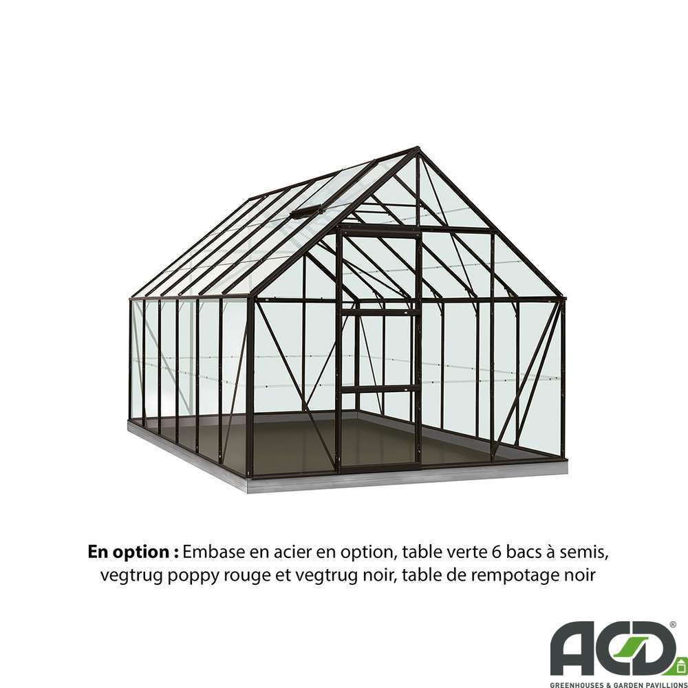 Serre de jardin en verre securit, 'Own Grow Oliver', noir - 9,9 m²