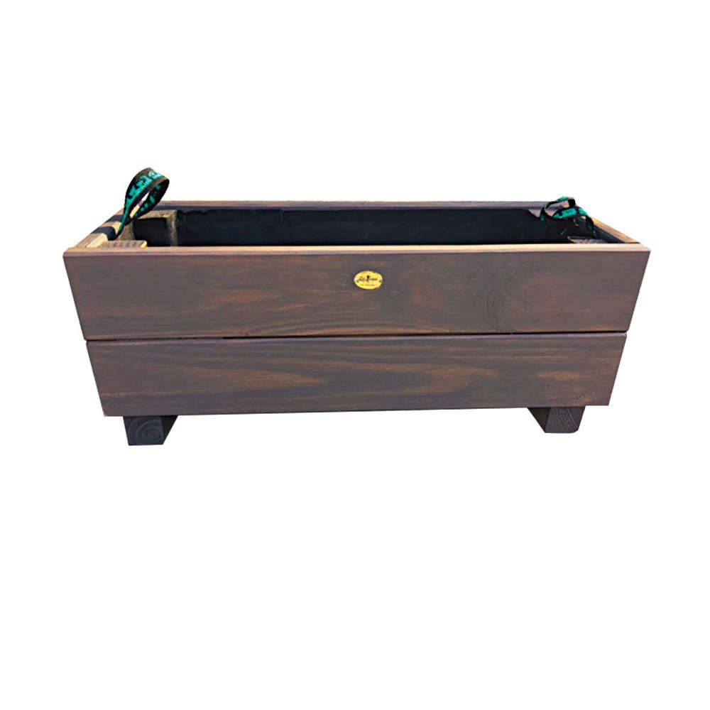 Jardinière Moline mélèze certifié FSC, cérusé gris L.60 x 22 x H.20cm