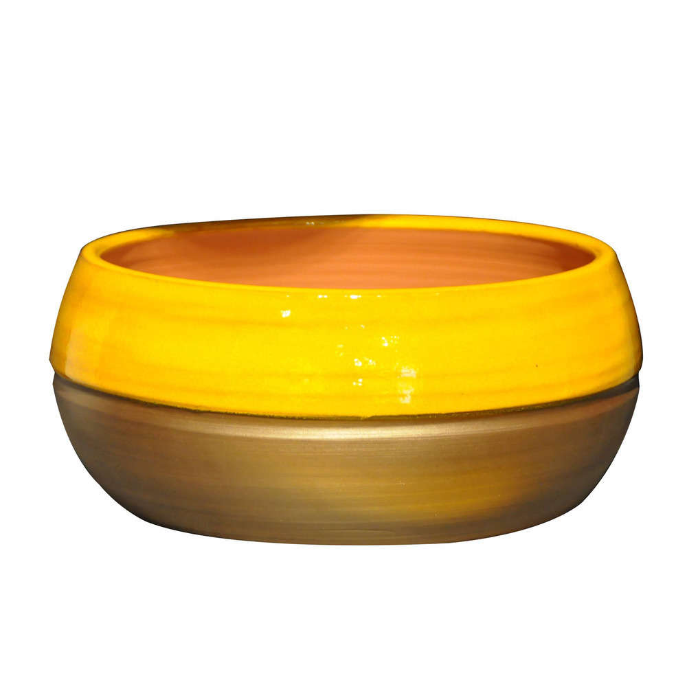 Coupe Melilo en terre cuite émaillée, coloris Ibiza sunshine Ø 24 cm