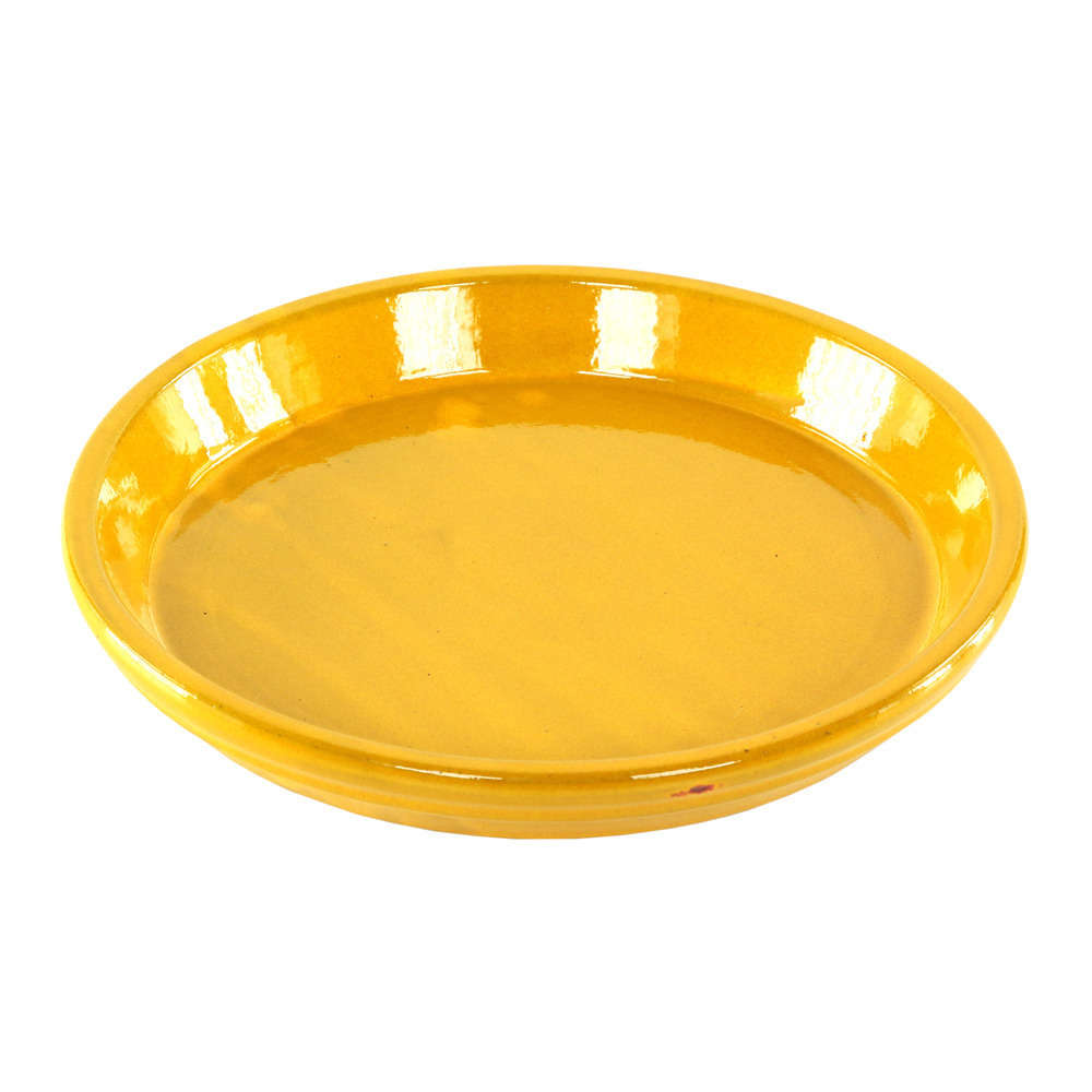 Soucoupe en terre cuite émaillée, coloris Ibiza sunshine Ø 34 cm