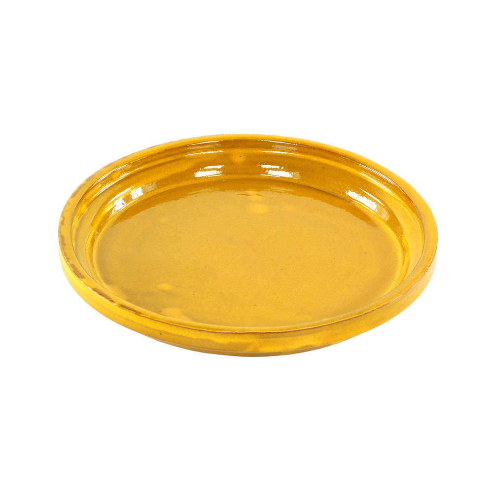 Soucoupe en terre cuite émaillée, coloris Ibiza sunshine Ø 17 cm