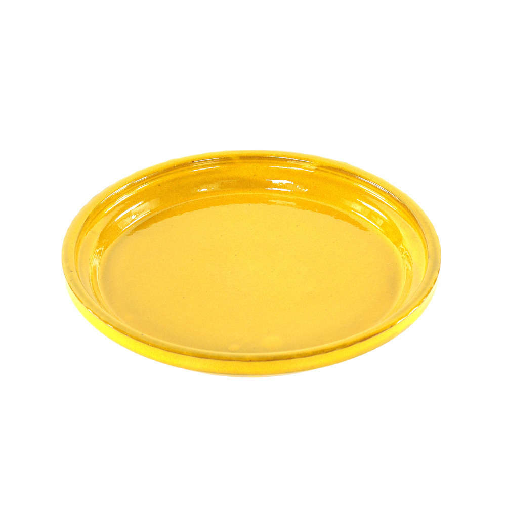 Soucoupe en terre cuite émaillée, coloris Ibiza sunshine Ø 23 cm