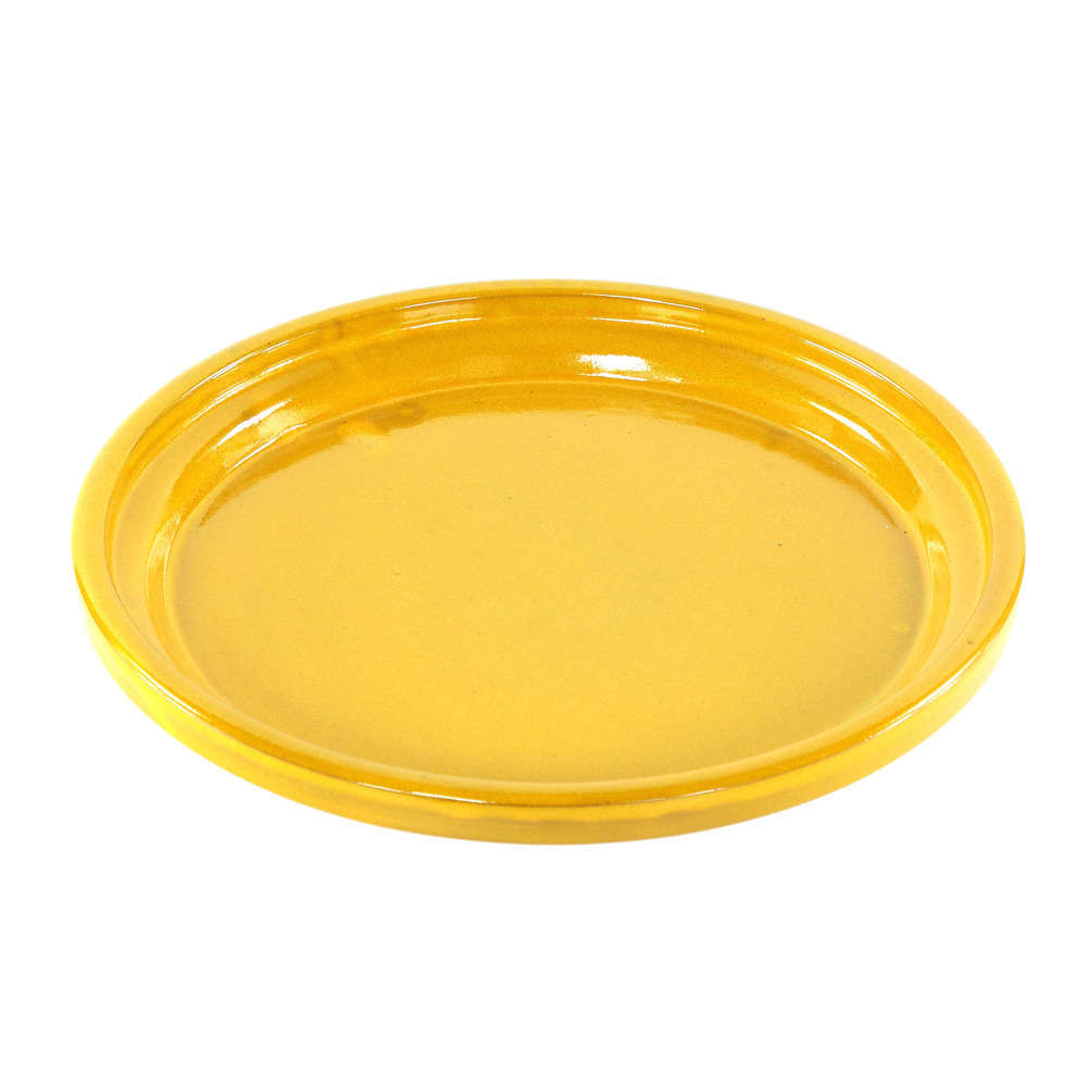 Soucoupe en terre cuite émaillée, coloris Ibiza sunshine Ø 30 cm