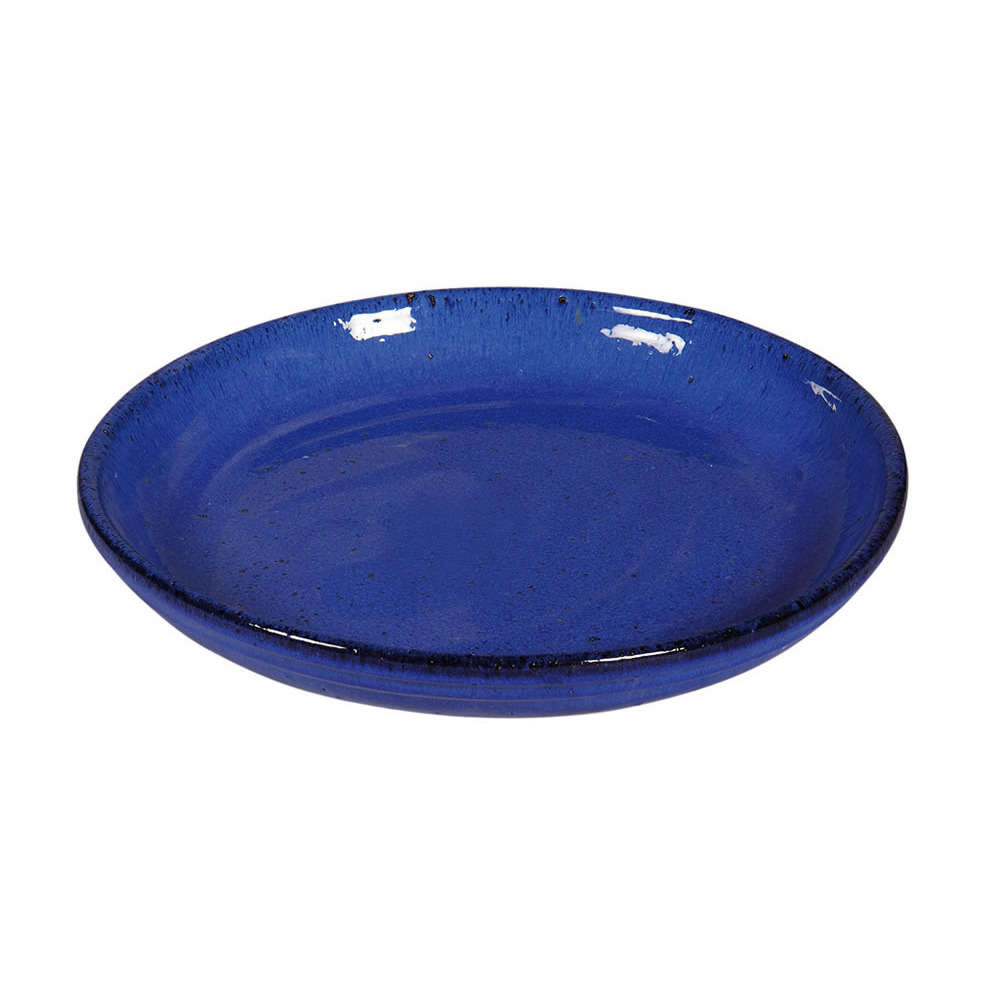 Soucoupe ronde en grès émaillé, bleu Ø 25 cm