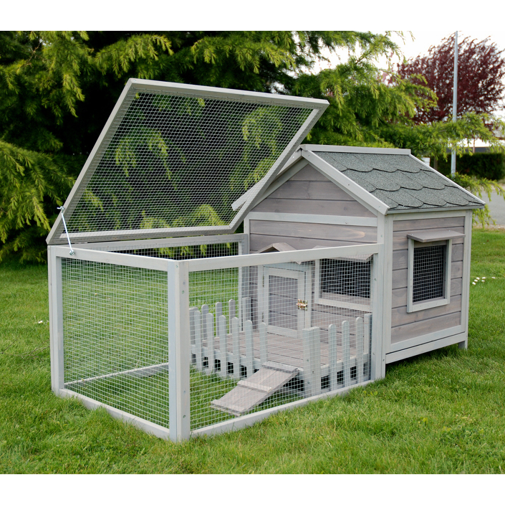 Cottage clapier animals pour lapin : Gris L145,5xl74xh82,5 cm