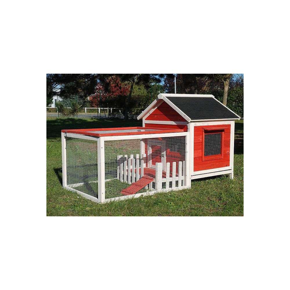 Cottage clapier animals pour lapin : Corail L145,5xl74xh82,5 cm
