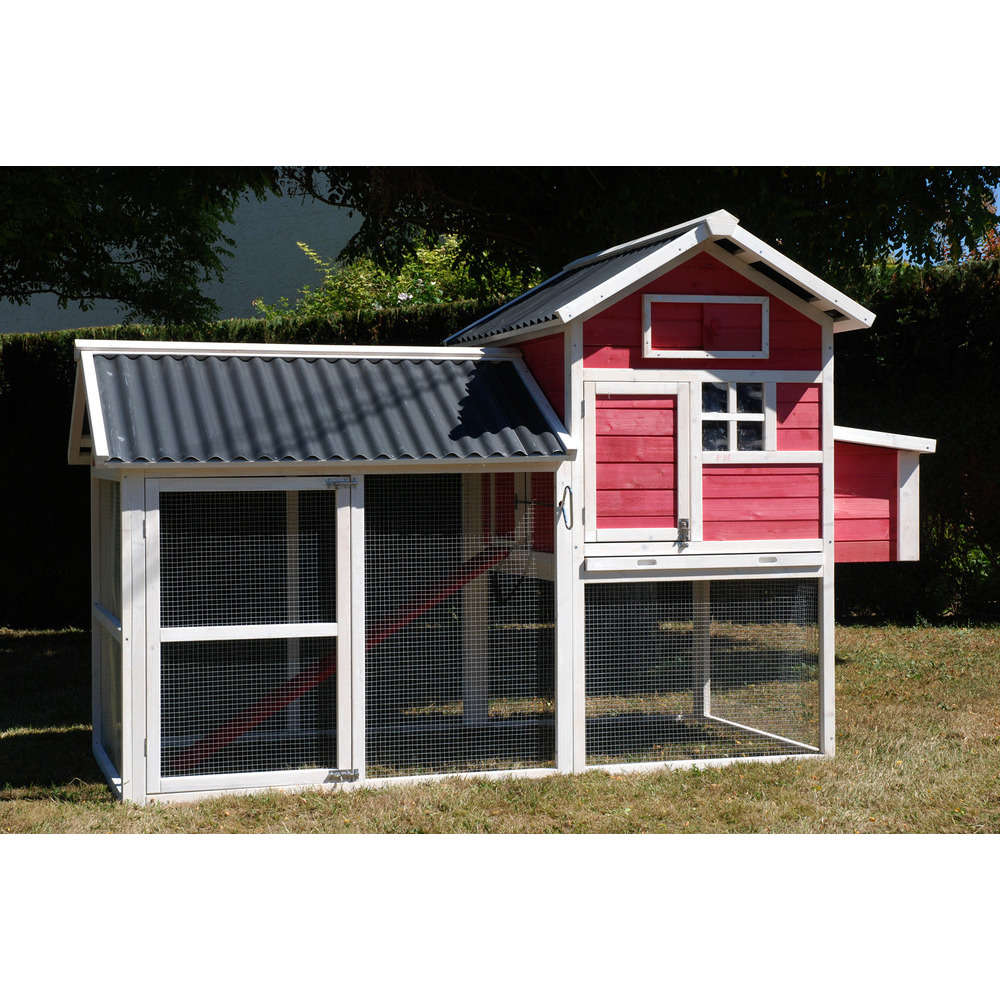 Poulailler House 2 toit pvc : L248xl120xh155 cm