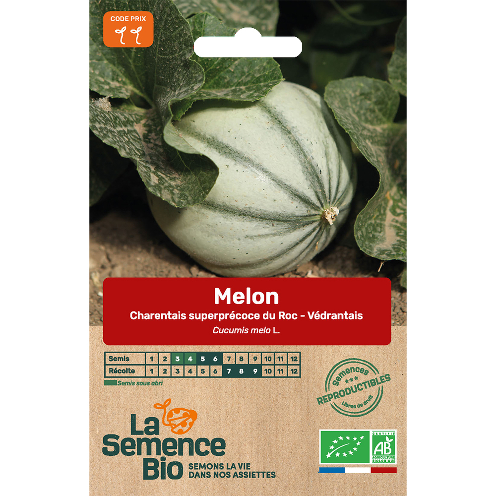 Graines potagères melon Charentais Précoce du Roc Bio en sachet