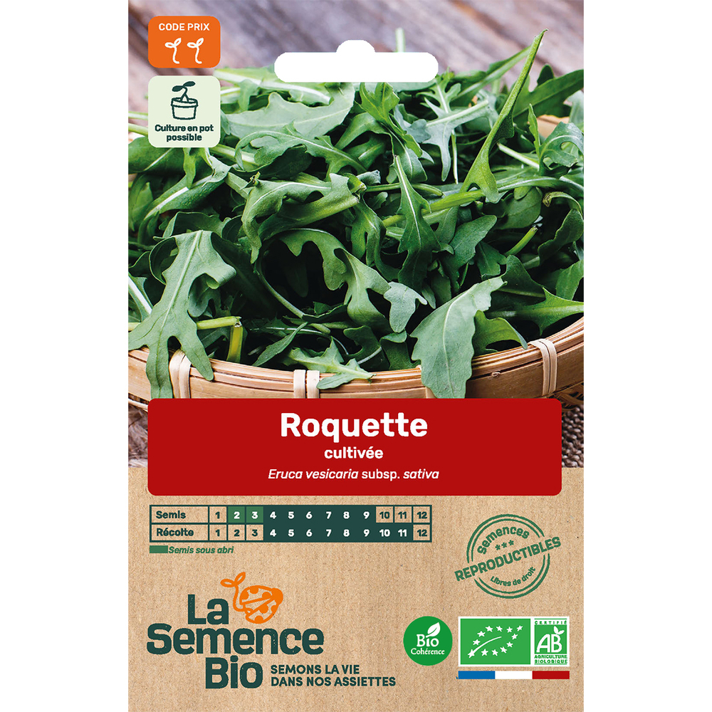 Graines potagères roquette Cultivée Bio en sachet