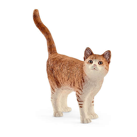 Figurine chat roux et blanc en plastique injecté – 6,6x5,6x1,7 cm