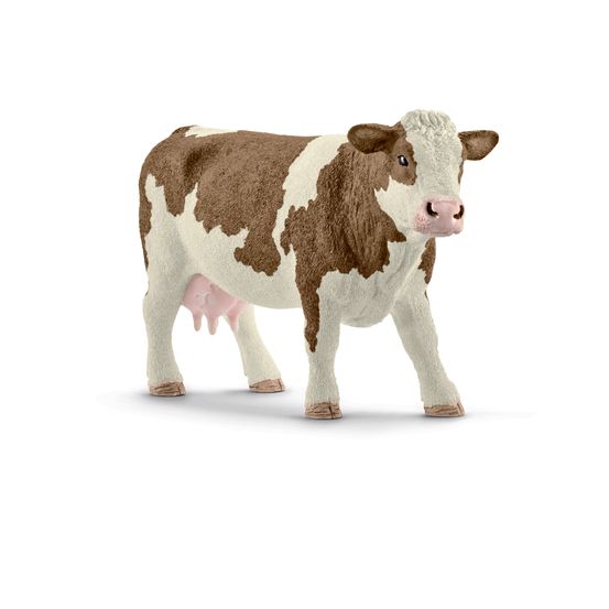Figurine vache Simmental en plastique - 13x7,7x4 cm