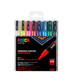 Set 8 marqueurs Posca à pointe fine conique, couleurs classiques