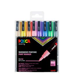 Set 8 marqueurs Posca à pointe fine conique, couleurs pastels