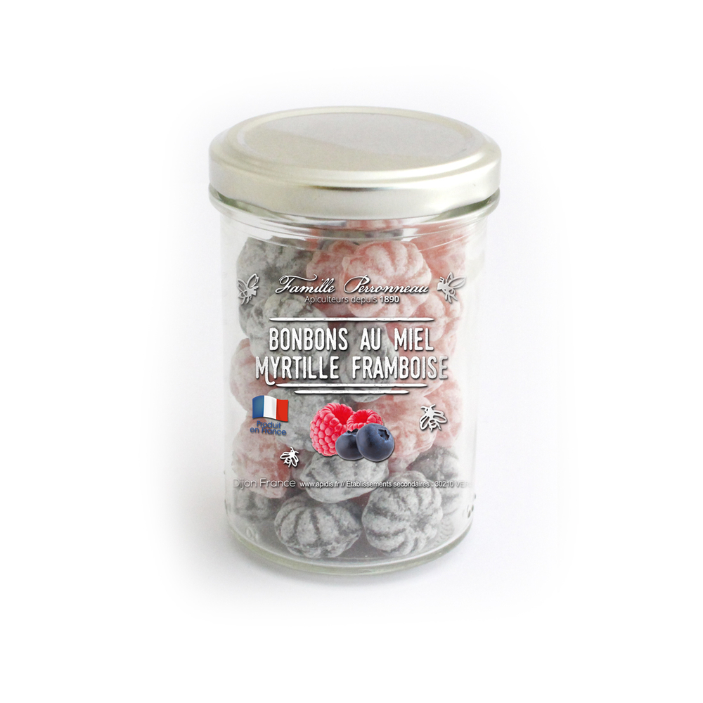 Bonbons au miel, saveur myrtille et framboise (150g)