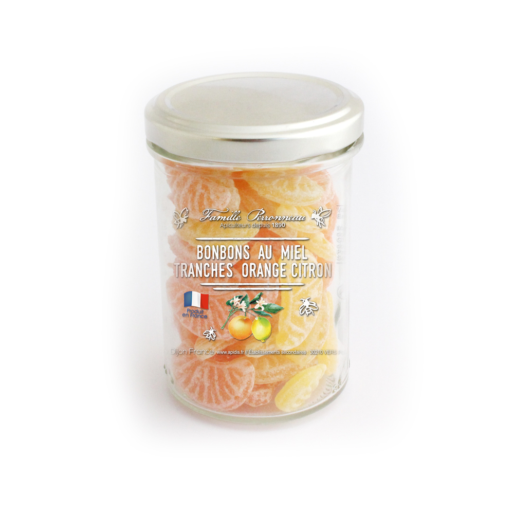 Bonbons au miel, en tranches d'orange et citron (150g)