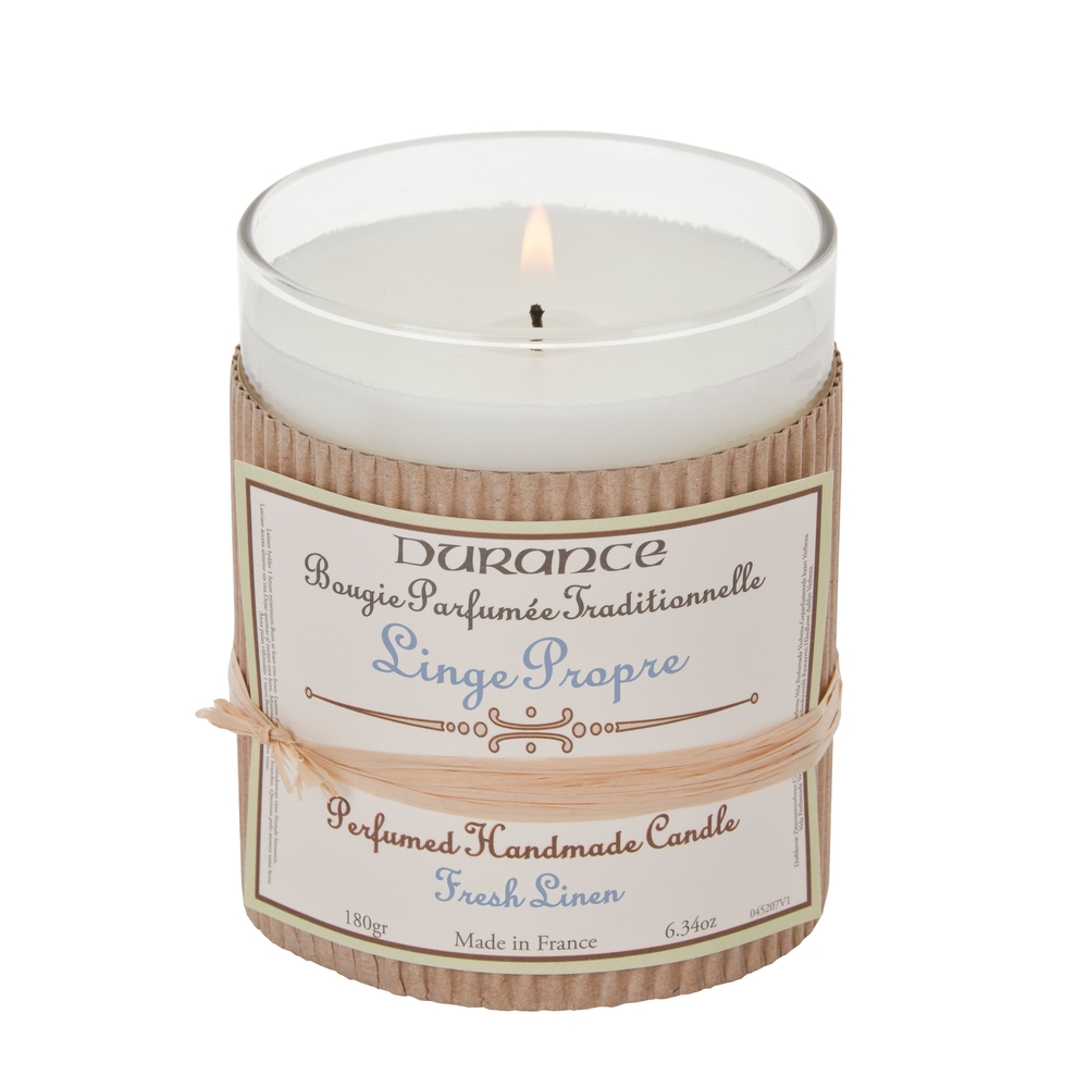 Bougie parfumée linge propre cire végétale rechargeable - 180 g