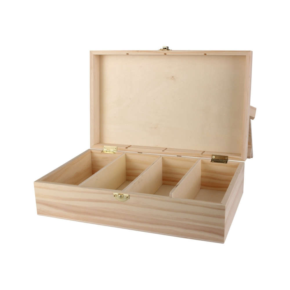 Boîte 4 compartiments, en bois L. 31 x 19,5 x H. 9 cm