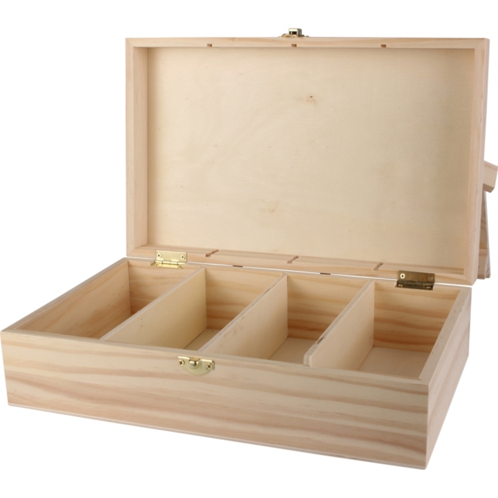 Boîte 4 compartiments, en bois L. 31 x 19,5 x H. 9 cm
