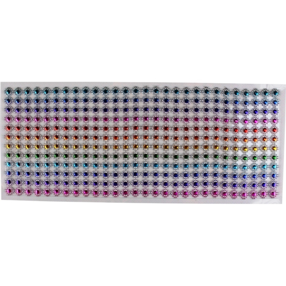 Bande adhésive 8mm - Strass facetté et fantaisie multicolore